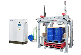 Automatic Vertical Strapping Machine with <em style="color: #0A6771;">Corner Dispenser</em>
