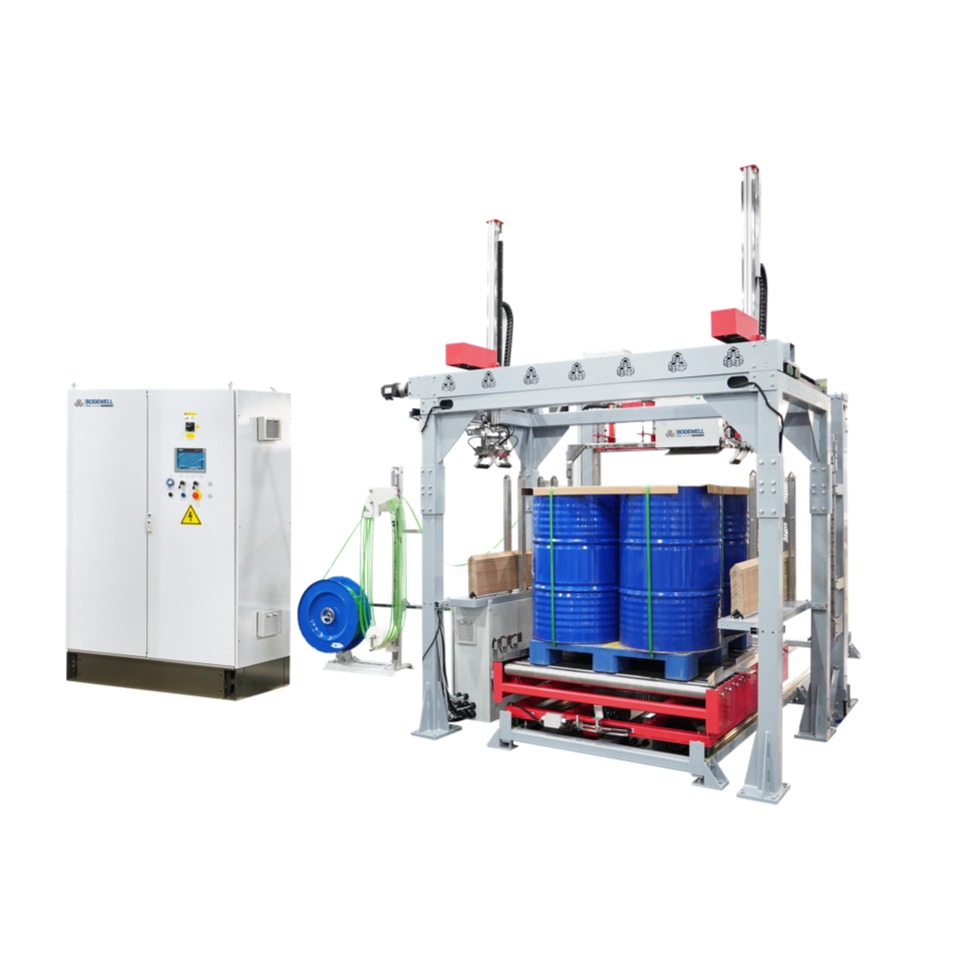 Automatic Vertical Strapping Machine with <em style="color: #0A6771;">Corner Dispenser</em>